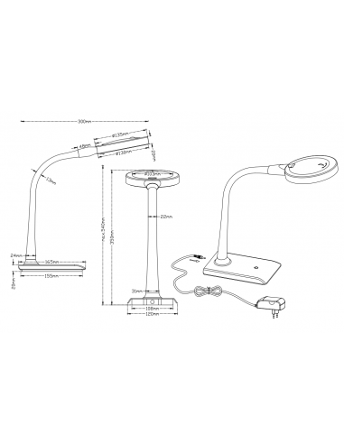 Candeeiro de secretária LUPO preto Trio