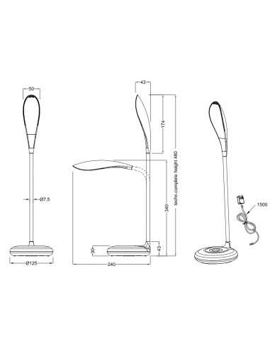 Candeeiro de secretária KRAIT branco...