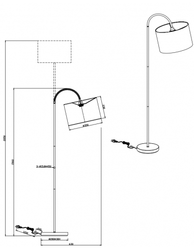 Candeeiro de pé HOSTEL preto Trio