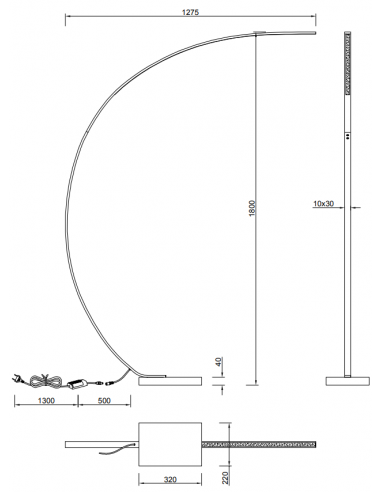 Candeeiro de pé BANGKOK preto Trio