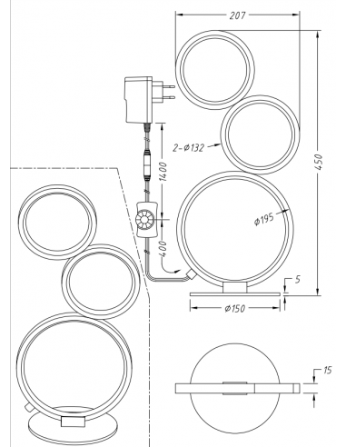 Candeeiro de mesa RONDO branco Trio
