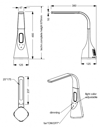 Candeeiro de secretária VENTO Trio