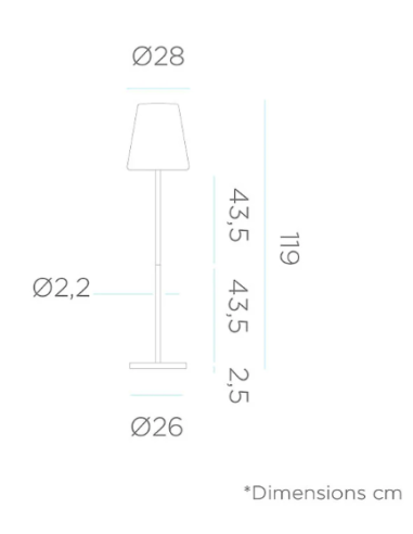 Candeeiro de pé para exterior Lola slim Candeeiro de pé para exterior Lola slim