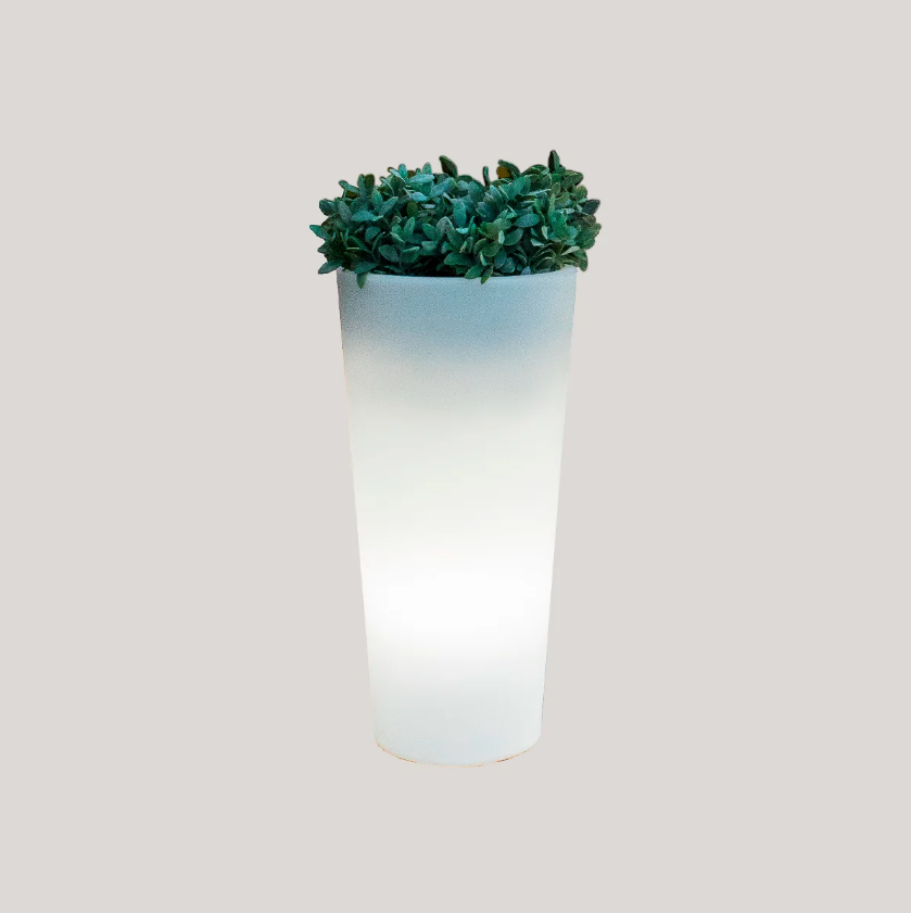 Vaso com luz recarregável com luz solar ou por cabo FICUS New Garden